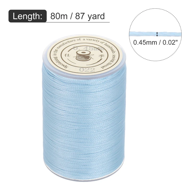 Waxed Cord 0.45mm Waxed Thread 87 Yard Wax String Leather Cord (Light Blue)
