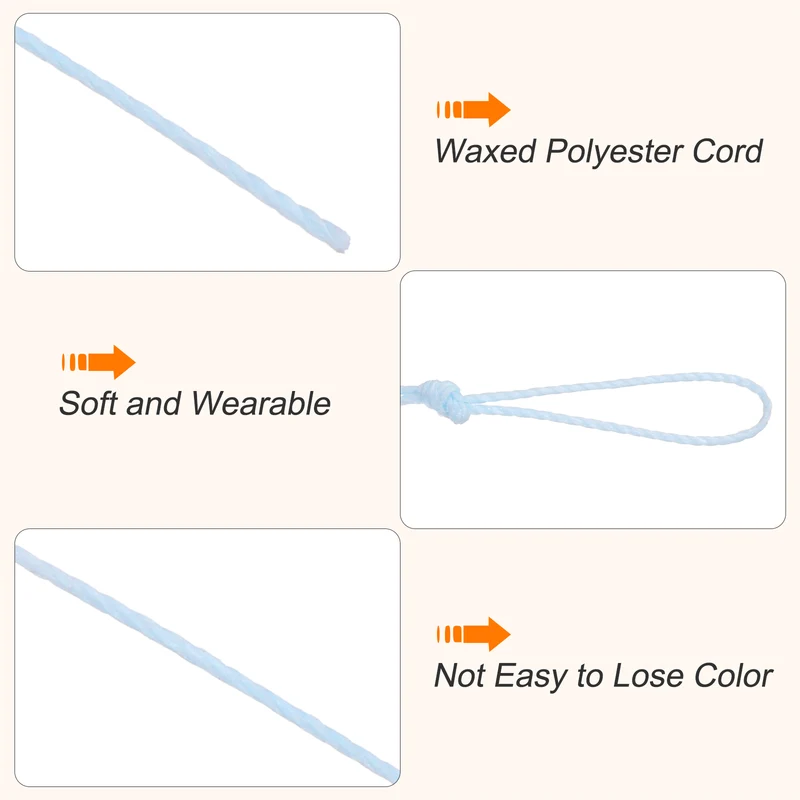 Waxed Cord 0.45mm Waxed Thread 87 Yard Wax String Leather Cord (Light Blue)