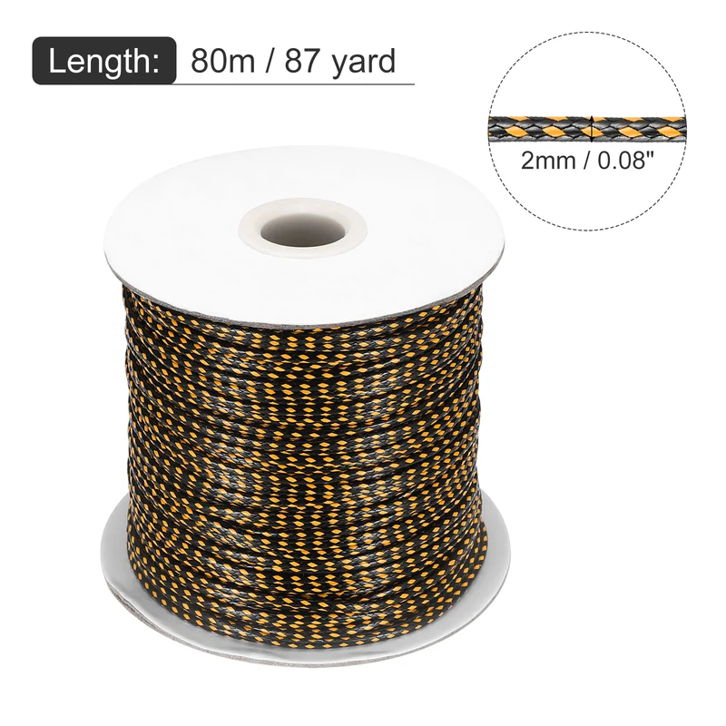Waxed Cord 2mm Waxed Thread 87 Yard Wax String Cord (Golden Yellow/Black)