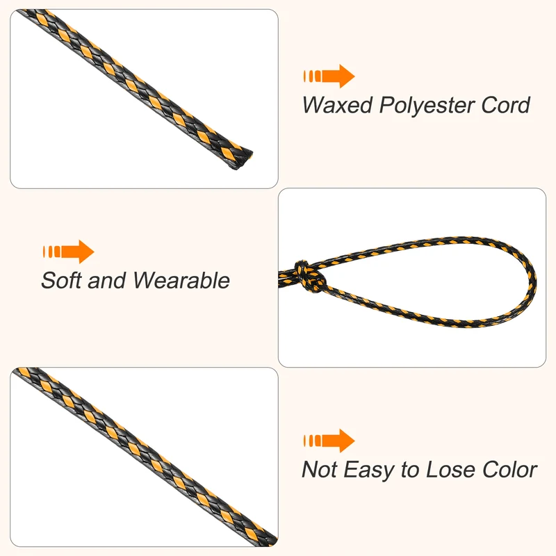 Waxed Cord 2mm Waxed Thread 87 Yard Wax String Cord (Golden Yellow/Black)