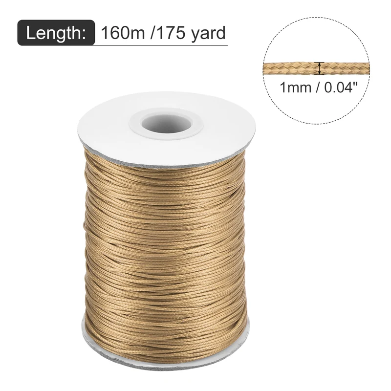Khaki 1mm Waxed Cord 175 Yard Wax Bead Thread String for Jewelry Making