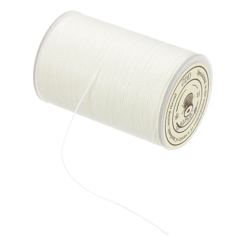 Waxed Cord 0.45mm Waxed Thread 87 Yard Wax String Leather Cord (White)