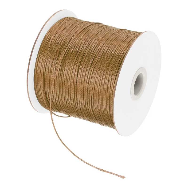 Light Brown 0.5mm Waxed Cord 175 Yard Wax Bead Thread String for Jewelry Making