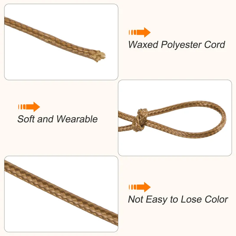 Light Brown 0.5mm Waxed Cord 175 Yard Wax Bead Thread String for Jewelry Making