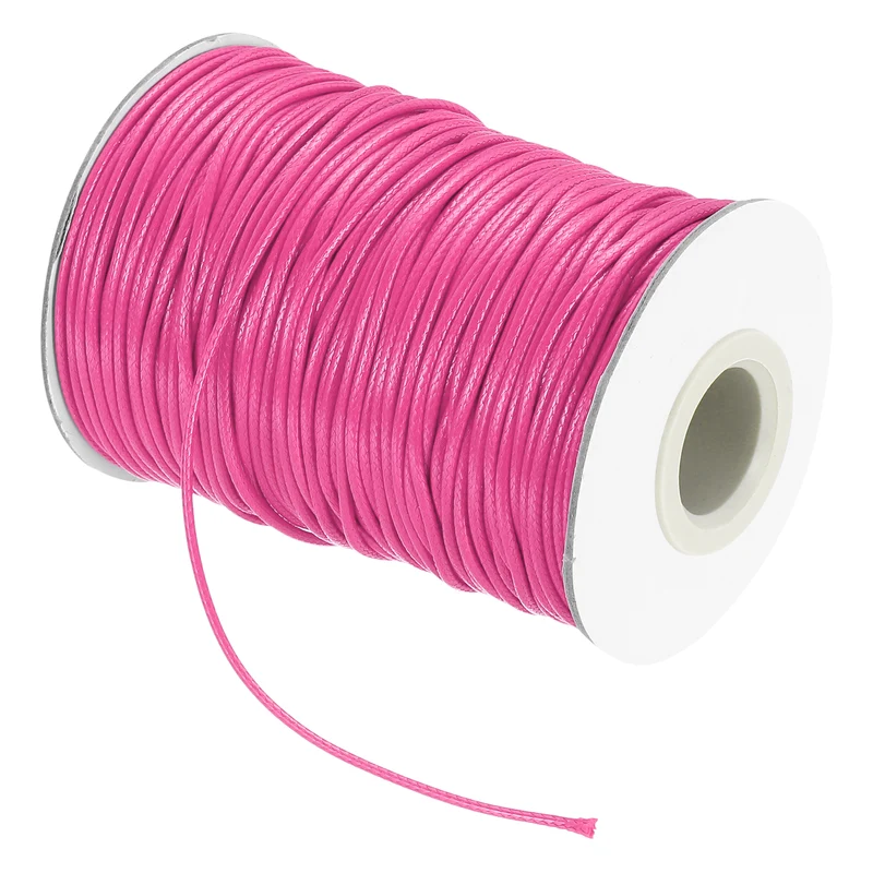 Waxed Cord 1.5mm Waxed Thread 87 Yard Wax String Leather Cord (Dark Pink)