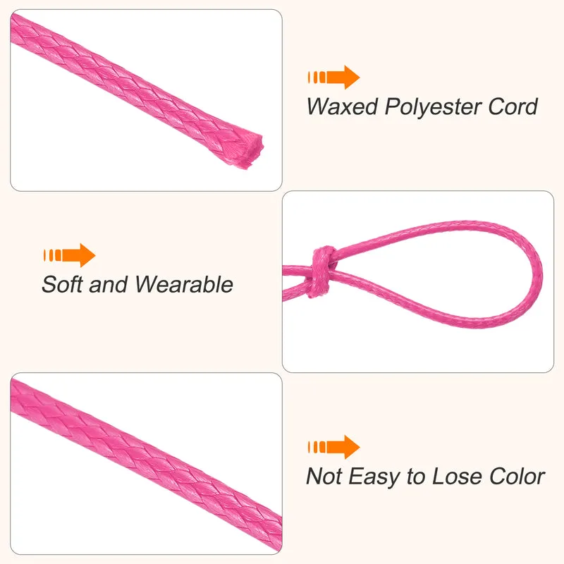 Waxed Cord 1.5mm Waxed Thread 87 Yard Wax String Leather Cord (Dark Pink)