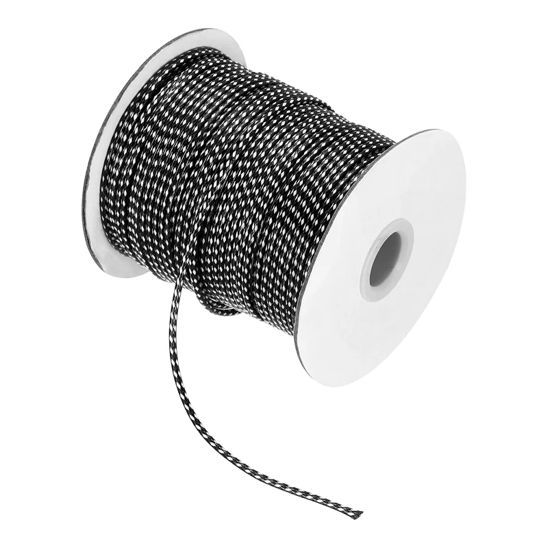 Waxed Cord 2mm Waxed Thread 87 Yard Wax String Leather Cord (Black/White)