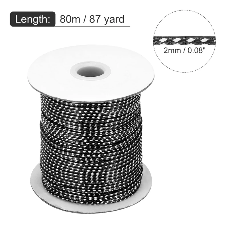 Waxed Cord 2mm Waxed Thread 87 Yard Wax String Leather Cord (Black/White)