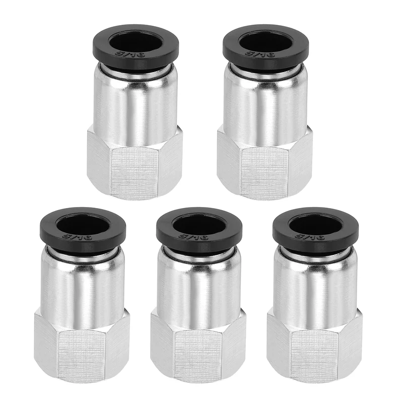 5 Pcs NPT Female 5/16 Inch OD x 1/8" NPT Thread Push to Connect Fittings, Black