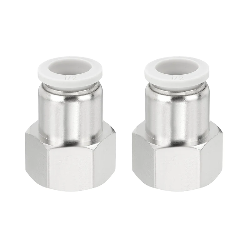 2 Pcs NPT Female 1/2 Inch OD x 1/2" NPT Thread Push to Connect Fittings, White