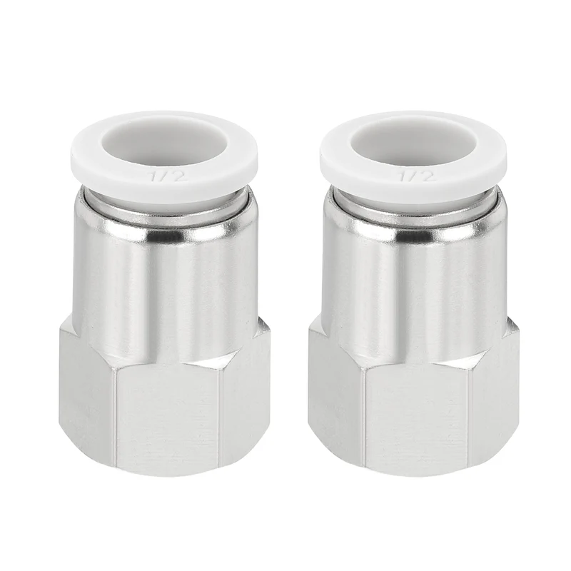 2 Pcs NPT Female 1/2 Inch OD x 1/4" NPT Thread Push to Connect Fittings, White