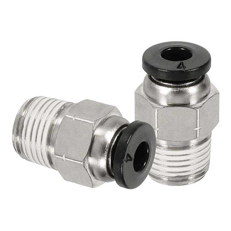 2 Pcs NPT Male 4mm Tube OD x 1/8" NPT Thread Push to Connect Fittings, Black
