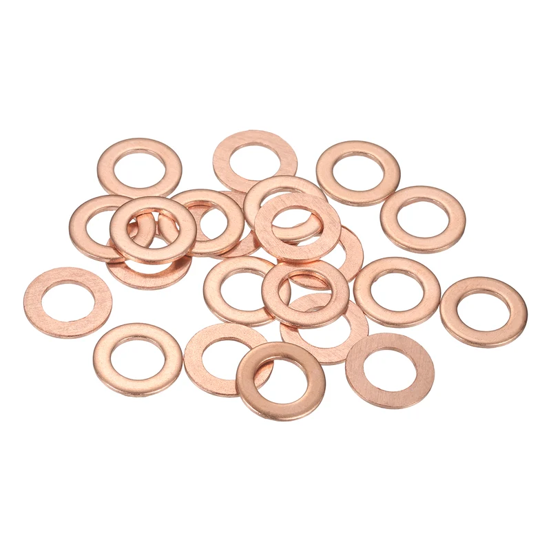 22 Pcs Flat Copper Washers, 8x14x1mm Copper Flat Sealing Crush Ring Washers