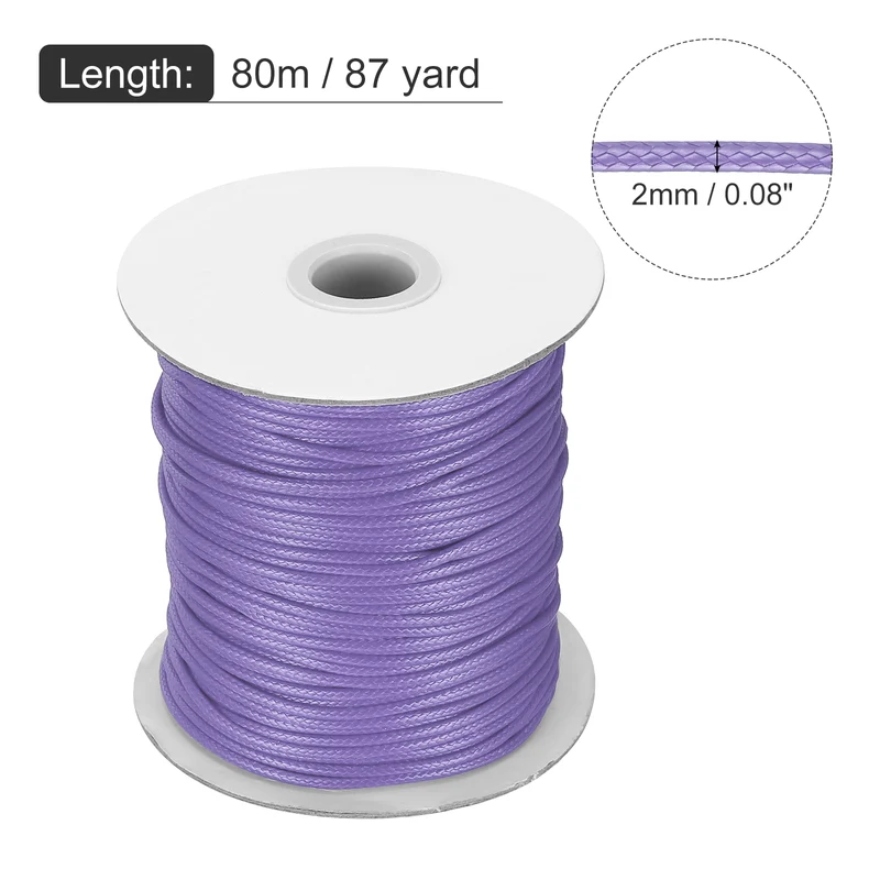 Waxed Cord 2mm Waxed Thread 87 Yard Wax String Leather Cord (Light Purple)