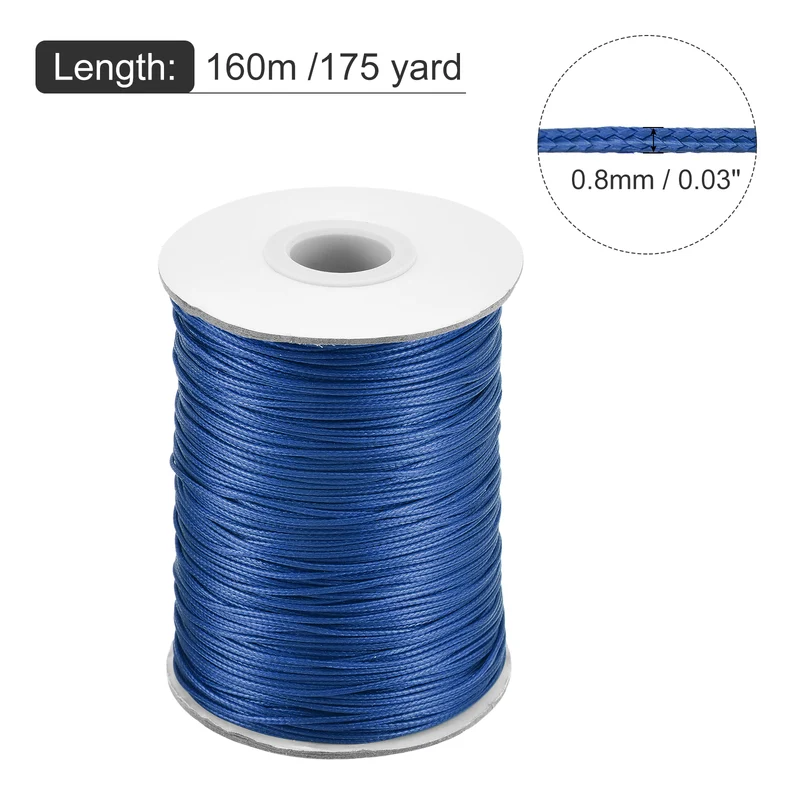 Navy Blue 0.8mm Waxed Cord 175 Yard Wax Bead Thread String for Jewelry Make