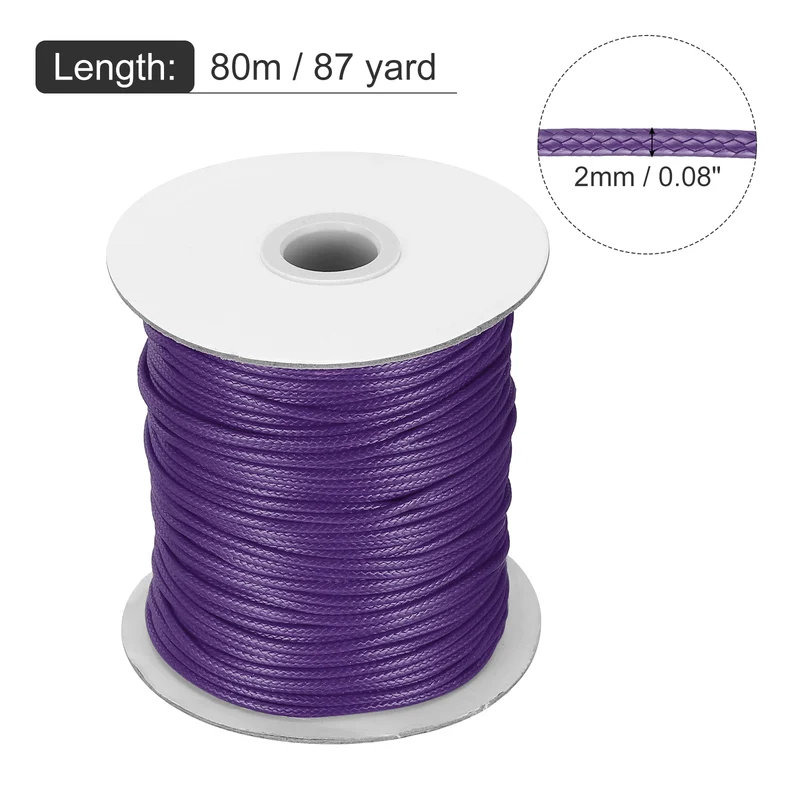 Waxed Cord 2mm Waxed Thread 87 Yard Wax String Leather Cord (Dark Purple)
