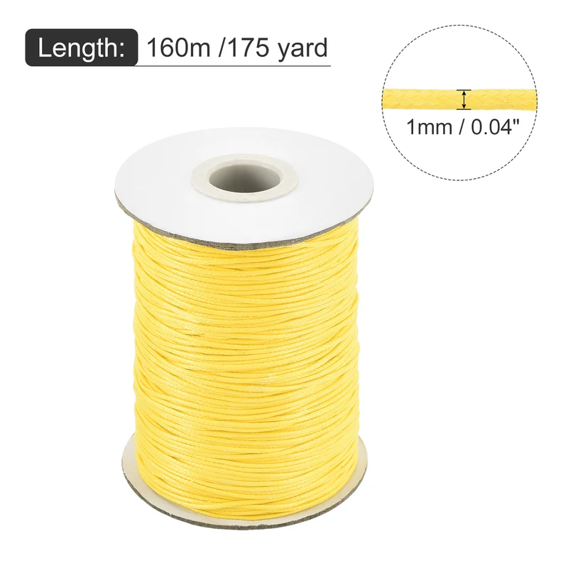 Light Yellow 1mm Waxed Cord 175 Yard Wax Bead Thread String for Jewelry Making