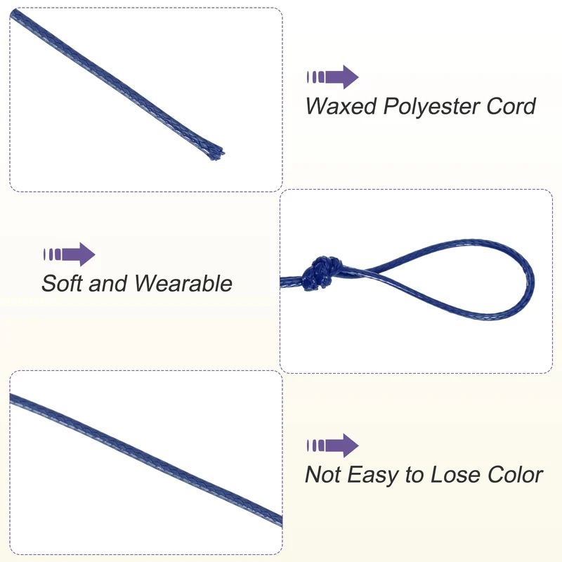 Dark Blue 1mm Waxed Cord 11 Yard Wax Bead Thread String for Jewelry Make