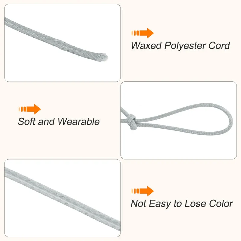 Light Grey 0.5mm Waxed Cord 175 Yard Wax Bead Thread String for Jewelry Making
