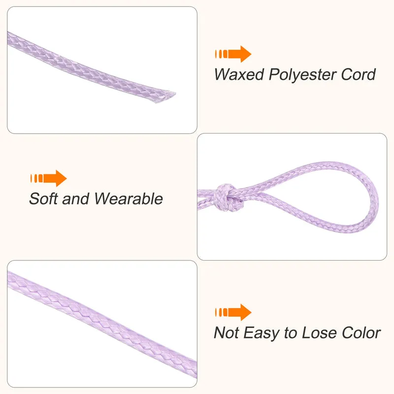Light Purple 3mm Waxed Cord 44 Yard Wax Bead Thread String for Jewelry Making