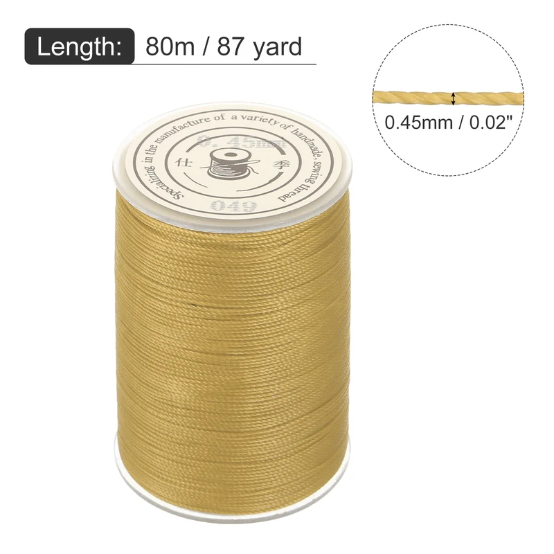 Waxed Cord 0.45mm Waxed Thread 87 Yard Wax String Leather Cord (Golden Yellow)