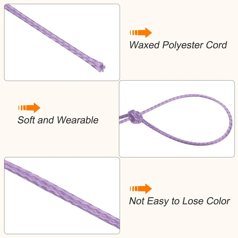 Light Purple 0.5mm Waxed Cord 175 Yard Wax Bead Thread String for Jewelry