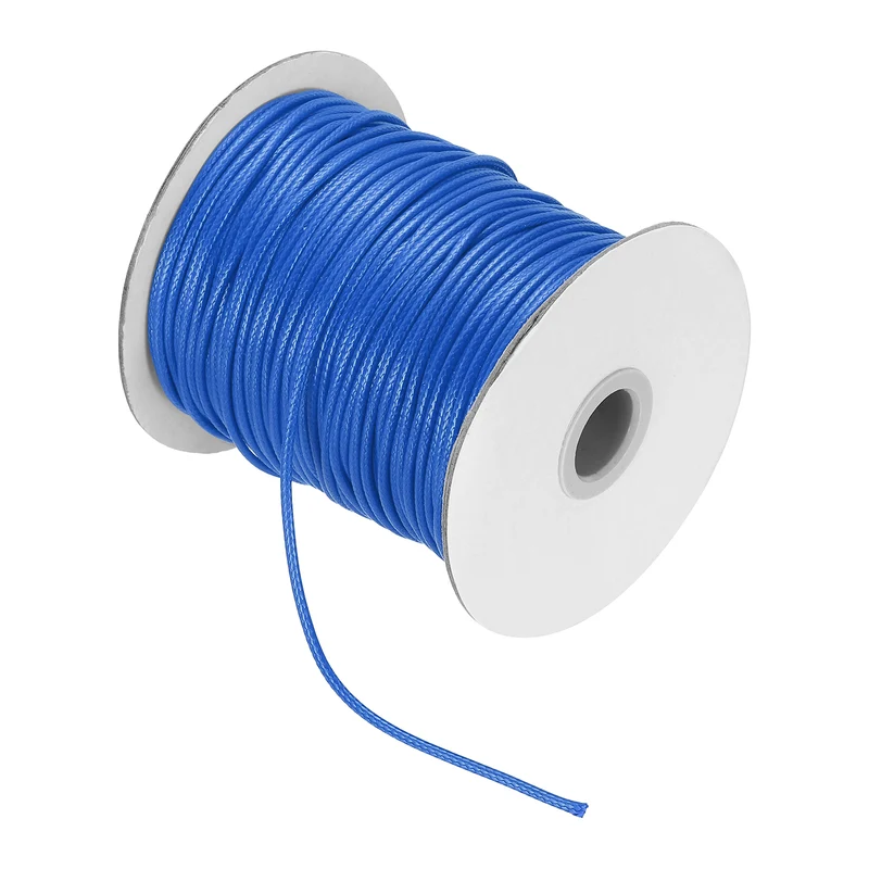 Waxed Cord 3.5mm Waxed Thread 44 Yard Wax String Leather Cord (Bright Blue)