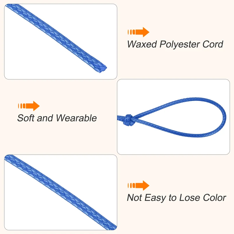 Waxed Cord 3.5mm Waxed Thread 44 Yard Wax String Leather Cord (Bright Blue)