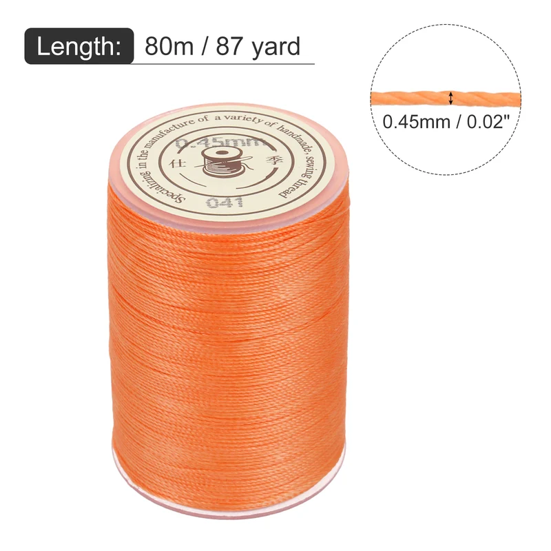 Waxed Cord 0.45mm Waxed Thread 87 Yard Wax String Leather Cord (Red Yellow)
