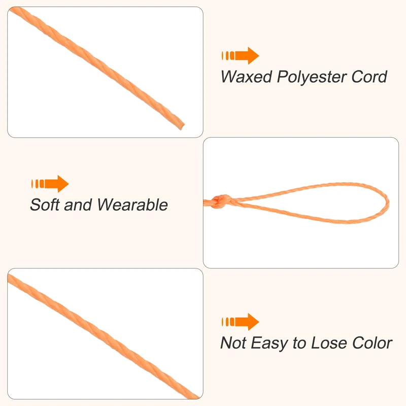 Waxed Cord 0.45mm Waxed Thread 87 Yard Wax String Leather Cord (Red Yellow)