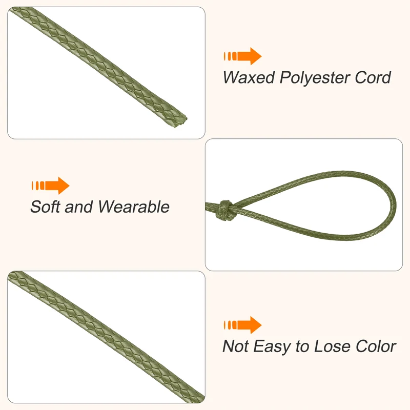 Waxed Cord 3.5mm Waxed Thread 44 Yard Wax String Leather Cord (Army Green)