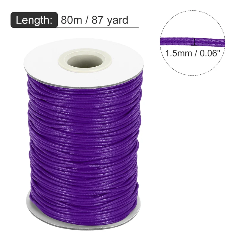 Waxed Cord 1.5mm Waxed Thread 87 Yard Wax String Leather Cord (Dark Purple)