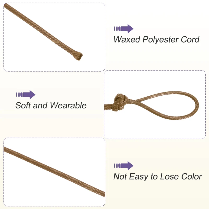 Coffee 2mm Waxed Cord 11 Yard Wax Bead Thread String for Jewelry Make