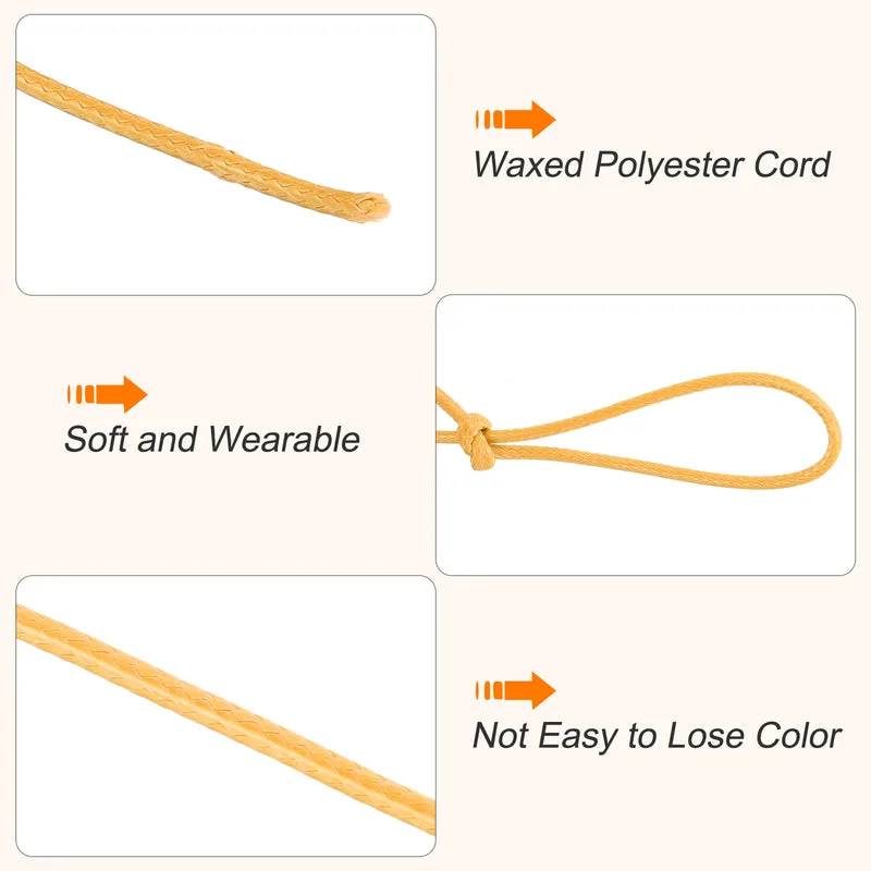 Golden Yellow 2.5mm Waxed Cord 87Yard Wax Bead Thread String for Jewelry Making