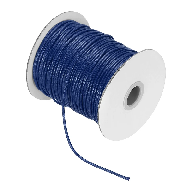 Waxed Cord 3.5mm Waxed Thread 44 Yard Wax String Leather Cord (Dark Blue)