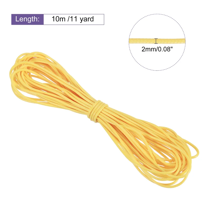 Yellow 2mm Waxed Cord 11 Yard Wax Bead Thread String for Jewelry Make