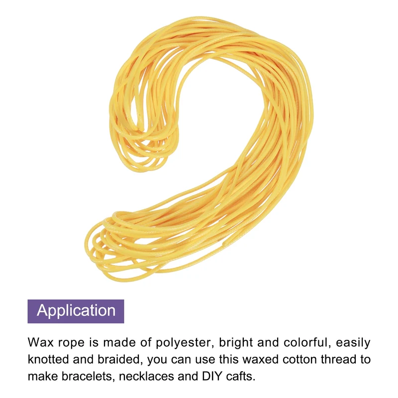 Yellow 2mm Waxed Cord 11 Yard Wax Bead Thread String for Jewelry Make