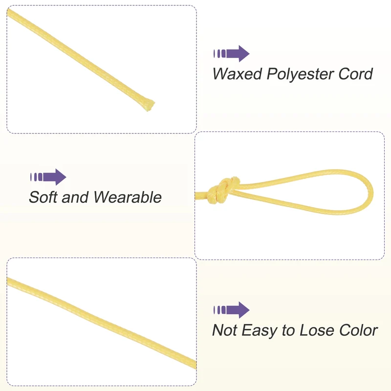 Yellow 2mm Waxed Cord 11 Yard Wax Bead Thread String for Jewelry Make