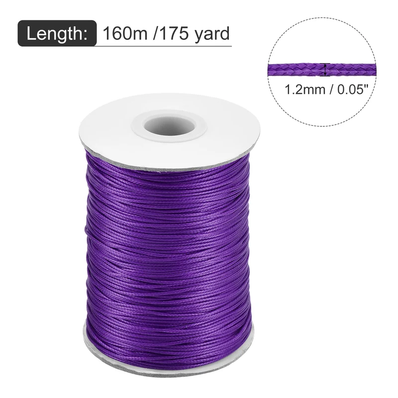 Dark Purple 1.2mm Waxed Cord 175 Yard Wax Bead Thread String for Jewelry Make