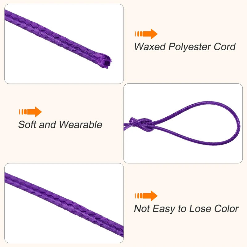 Dark Purple 1.2mm Waxed Cord 175 Yard Wax Bead Thread String for Jewelry Make