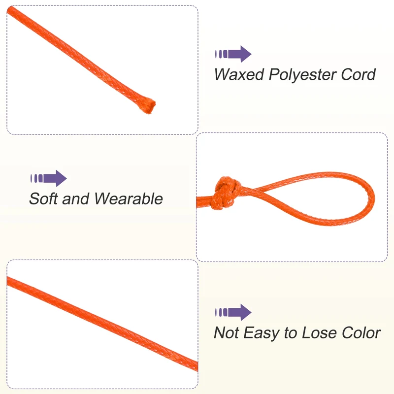 Orange 2mm Waxed Cord 11 Yard Wax Bead Thread String for Jewelry Make