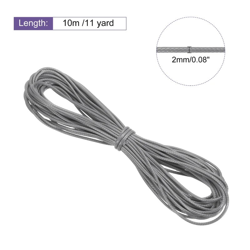 Silver Gray 2mm Waxed Cord 11 Yard Wax Bead Thread String for Jewelry Make