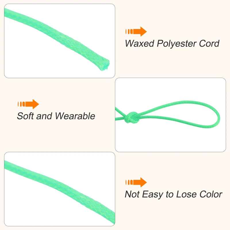 Light Green 1mm Waxed Cord 175 Yard Wax Bead Thread String for Jewelry Making
