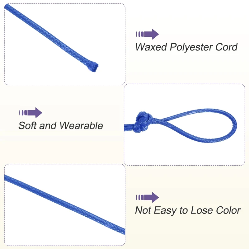 Blue 2mm Waxed Cord 11 Yard Wax Bead Thread String for Jewelry Make