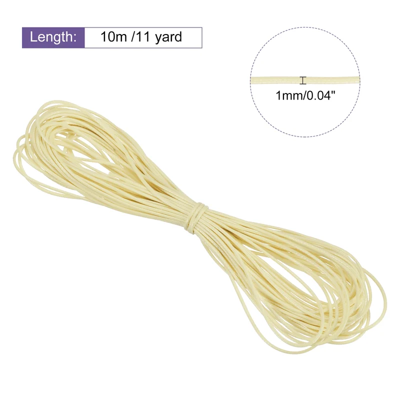 Creamy White 1mm Waxed Cord 11 Yard Wax Bead Thread String for Jewelry Make