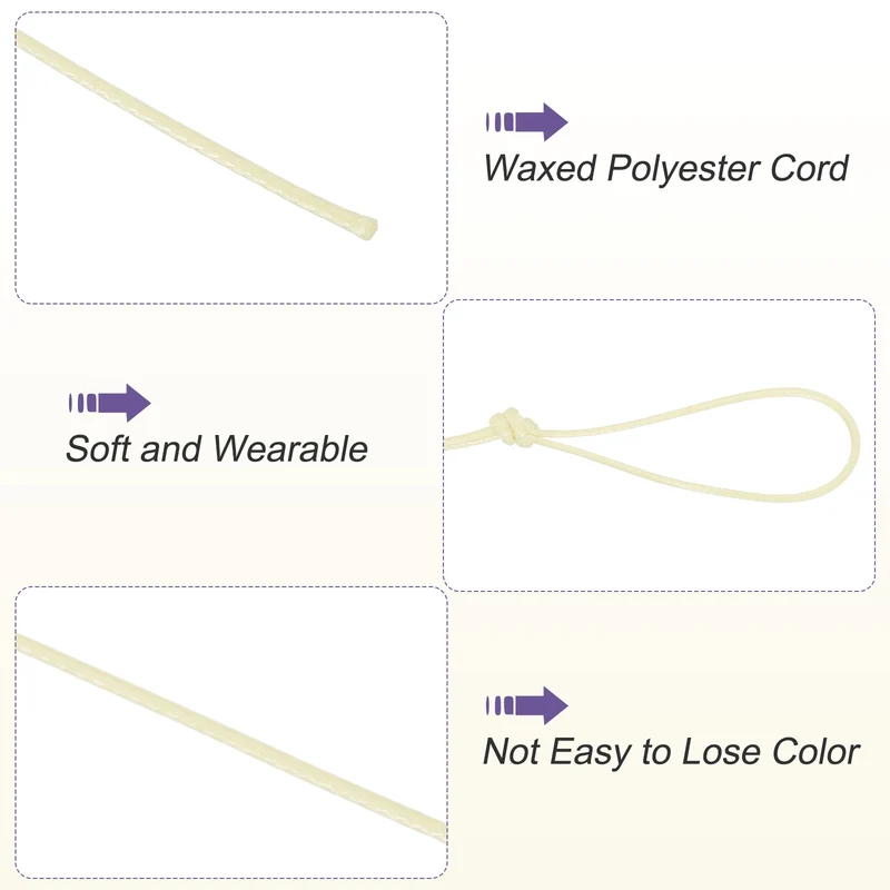 Creamy White 1mm Waxed Cord 11 Yard Wax Bead Thread String for Jewelry Make