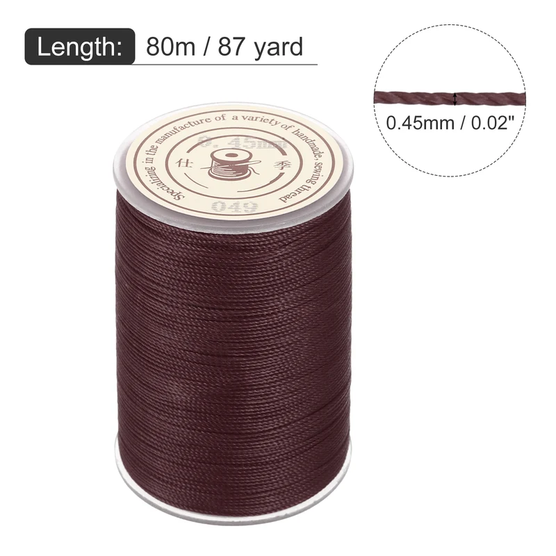 Waxed Cord 0.45mm Waxed Thread 87 Yard Wax String Leather Cord (Wine Red)