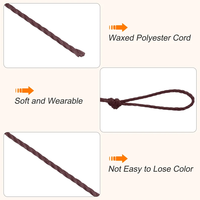 Waxed Cord 0.45mm Waxed Thread 87 Yard Wax String Leather Cord (Wine Red)