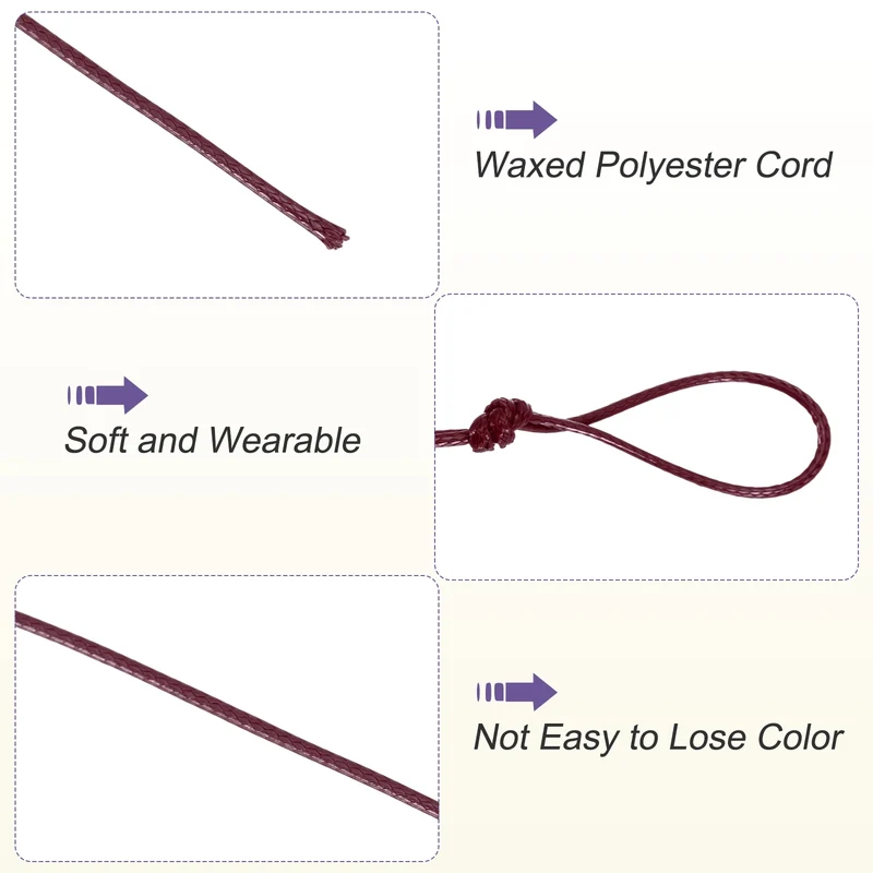 Wine Red 1mm Waxed Cord 11 Yard Wax Bead Thread String for Jewelry Make