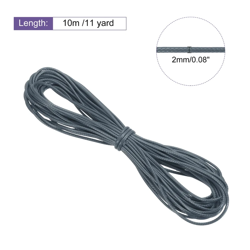 Dark Gray 2mm Waxed Cord 11 Yard Wax Bead Thread String for Jewelry Make